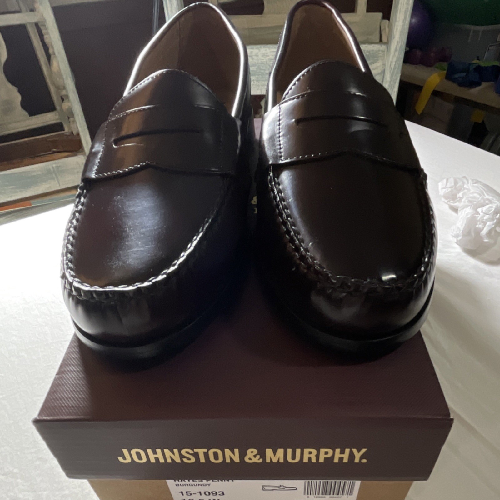 Johnston & Murphy Hayes Penny Men’s Burgundy Leather Loafers 10.5W 15-1093