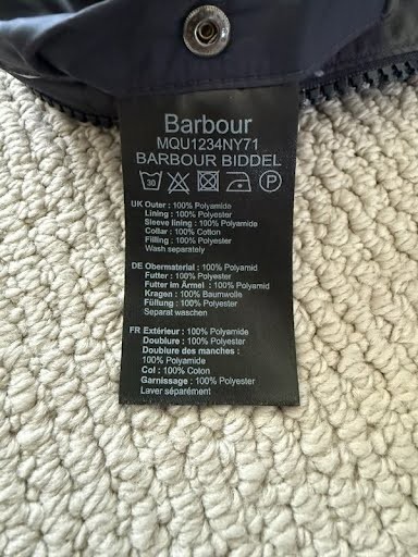 Barbour Biddel Quilted Jacket Navy Full Zip Lightweight Men’s Large