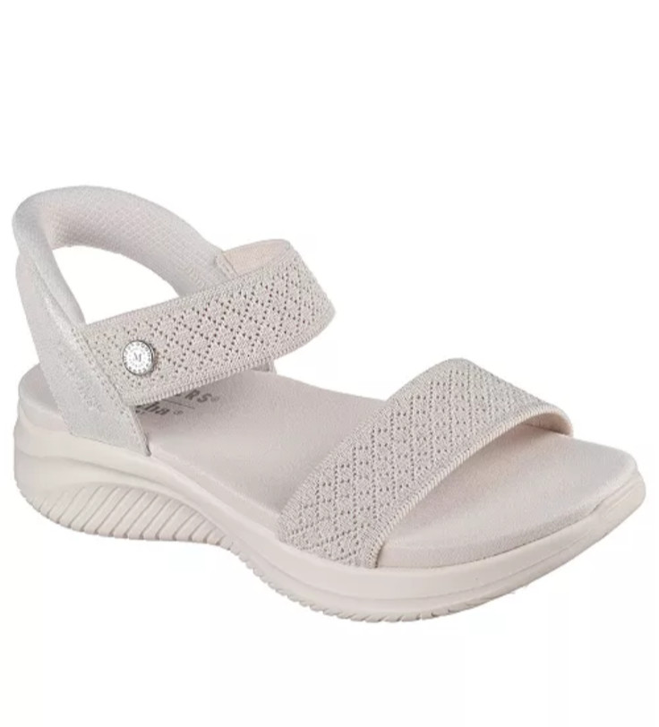 Skechers by Martha Stewart 164021 Natural SlipIns Comfort Low Wedge Sandal