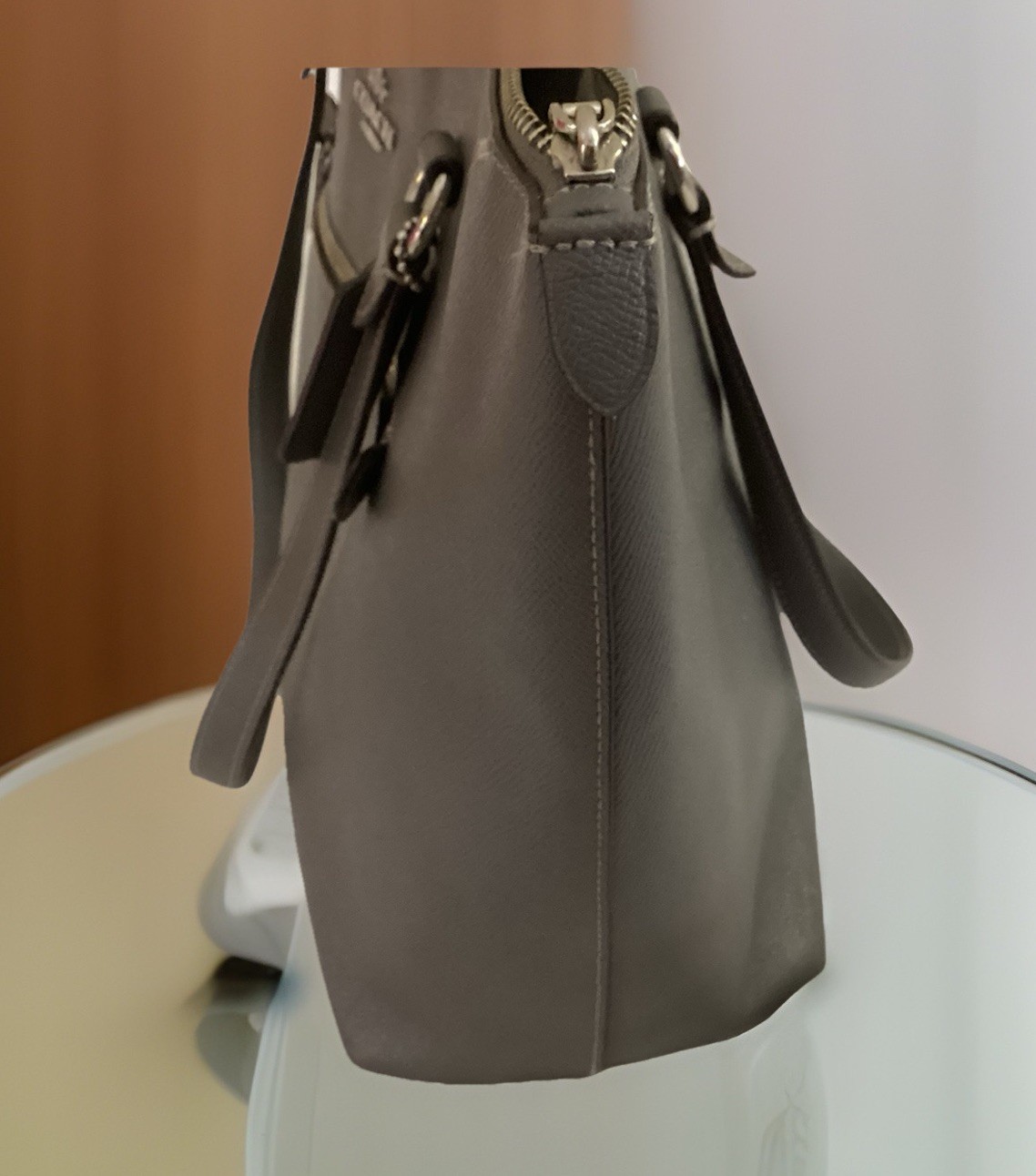 Coach Gallery Crossgrain Tote Bag Handbag Leather Gray F79608