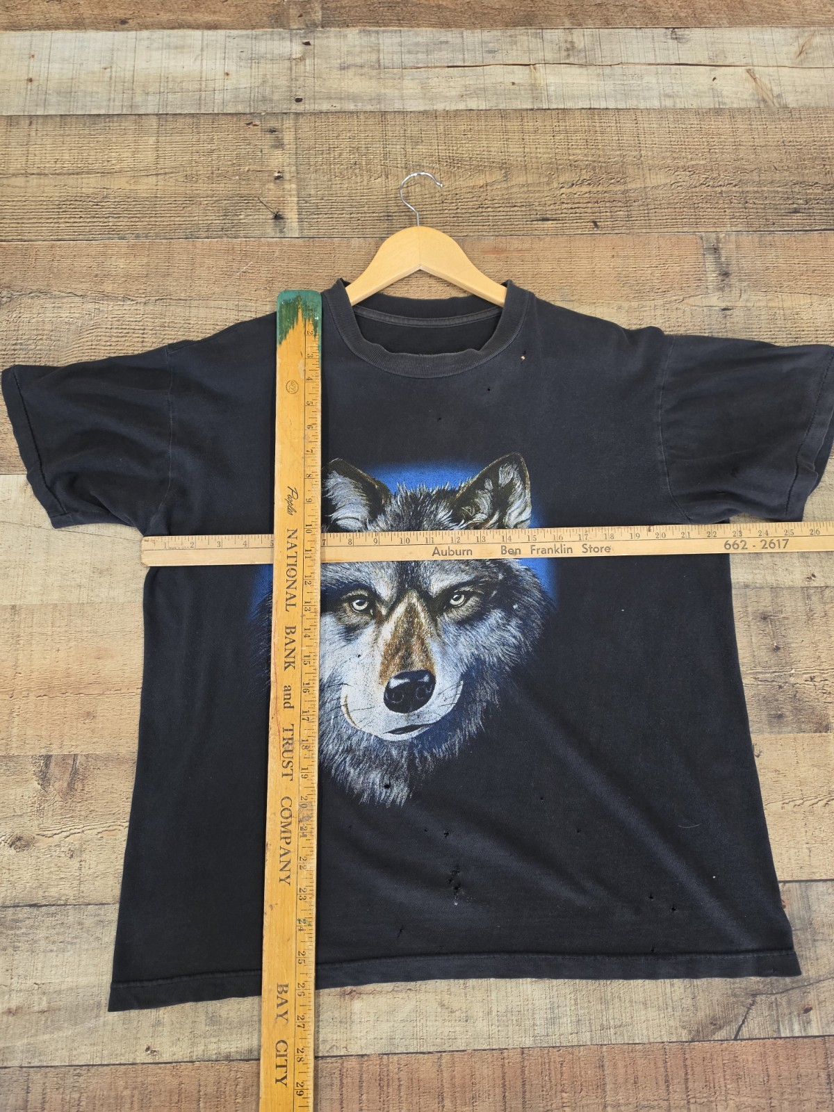 Vtg 90s Wolf Nature Outdoor Single Stitch T Shirt Sz L Made In USA Distressed