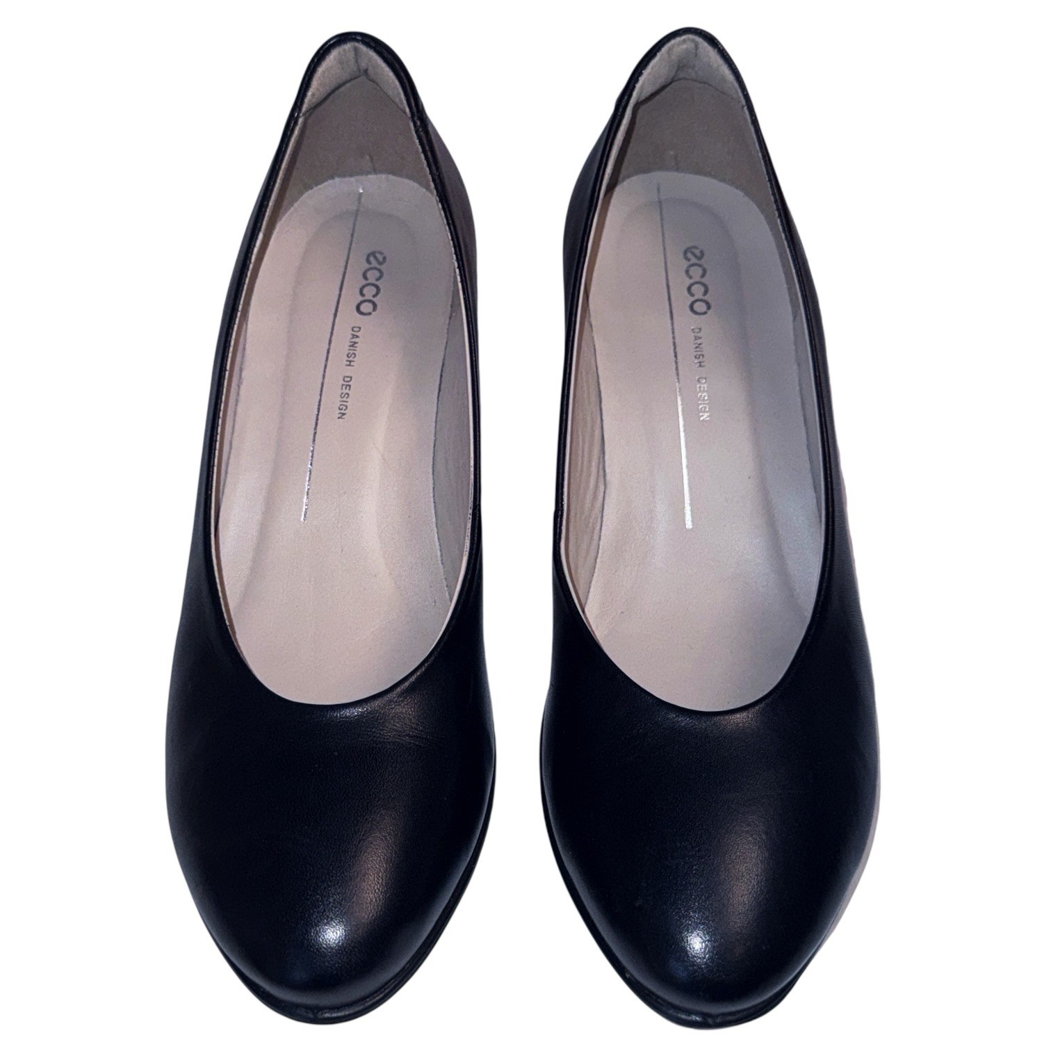 ECCO Sculptured 45 Block Heel Pumps Black Leather W’s US 7.5/EU 38 ~ Worn Once