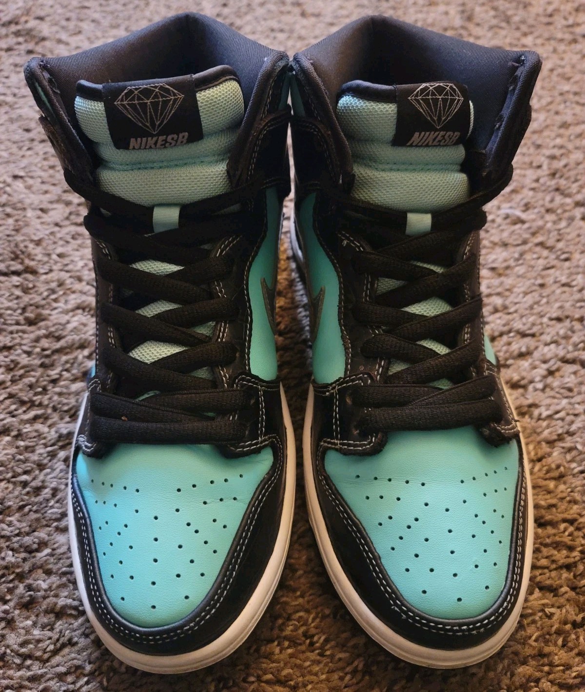 Nike SB Dunk High Premium PRM Tiffany Diamond Supply Co Aqua/Chrome-Black Size 8