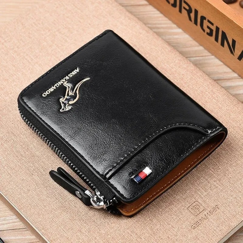 Waterproof Mens RFID Blocking Leather Wallet Credit Card ID Holder Zipper Purse