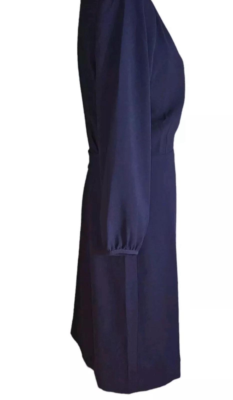 J Crew 365 Crepe Navy Blue Wrap Dress Size 4 3/4 Sleeve Lined Classic Work