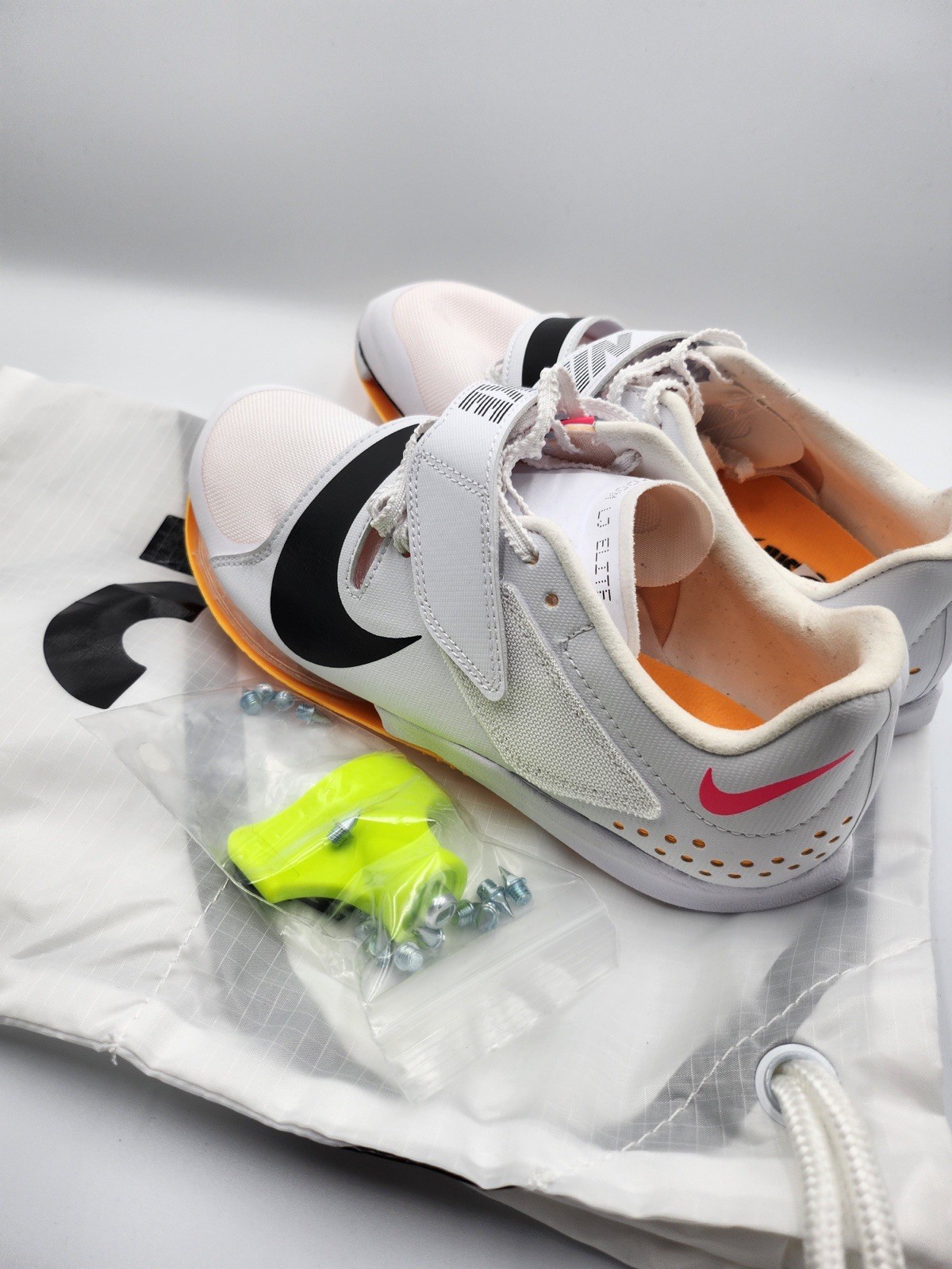 Nike Men’s Size 5 Air Zoom LJ Long Jump Elite Track Field White Orange – New
