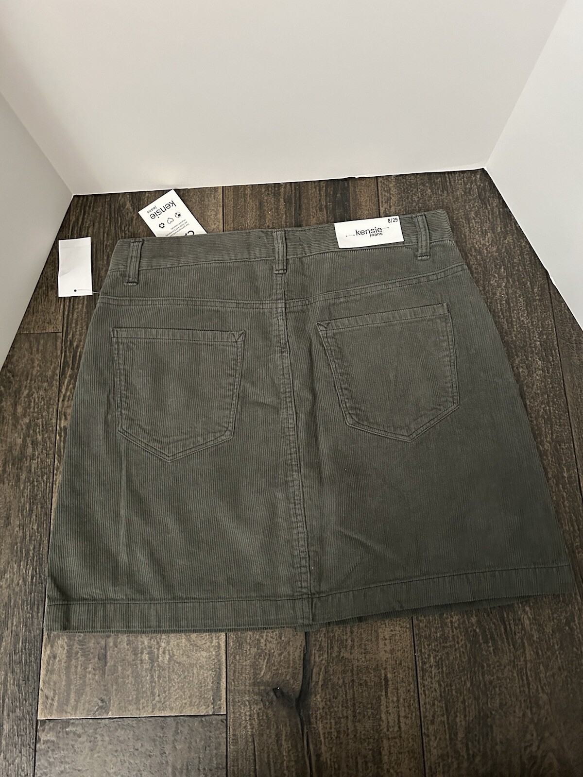 Kensie Womens Cotton Corduroy High-Waist Mini A-Line Skirts Green Size 8/29