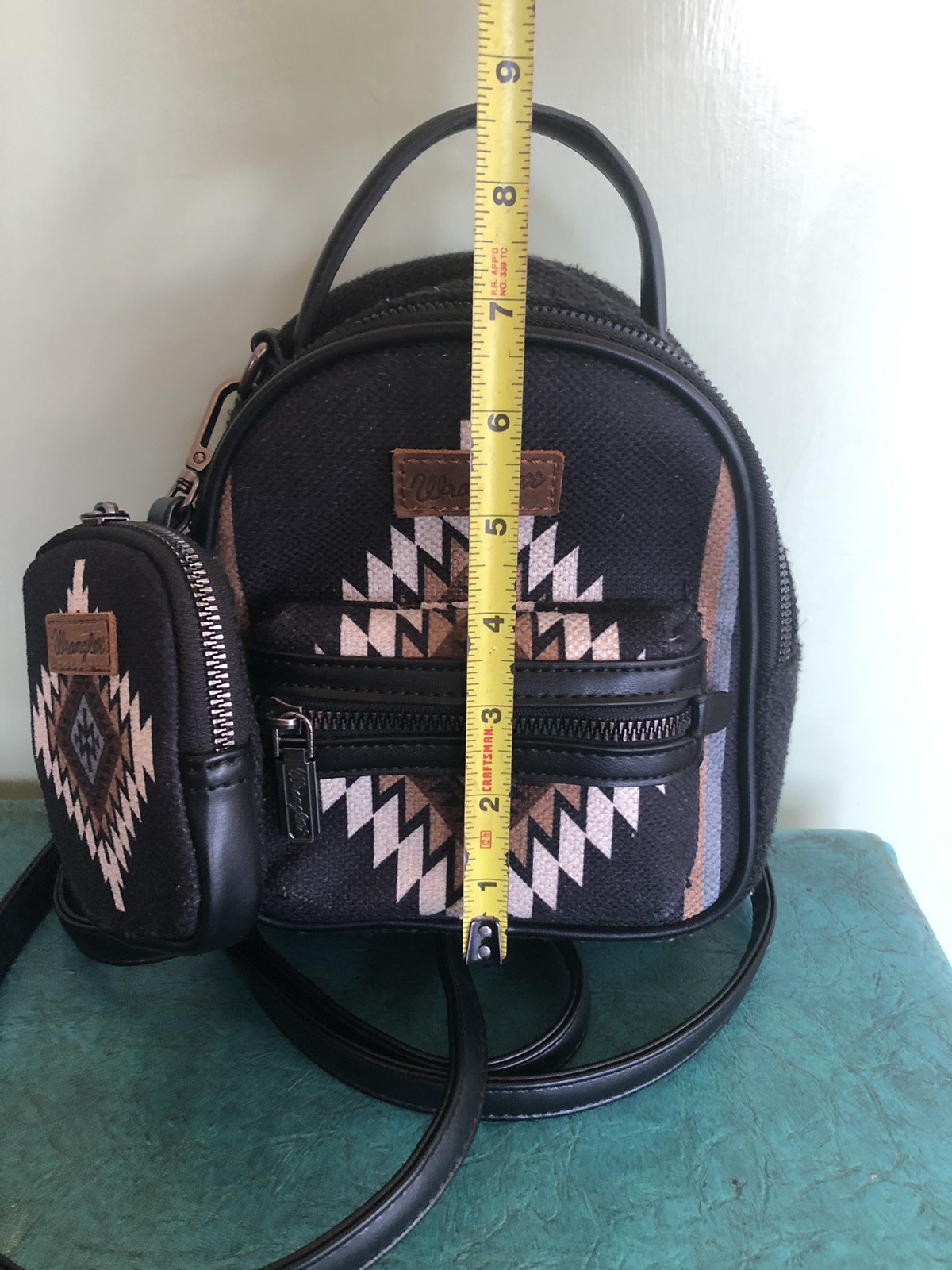 Wrangler Ladies Southwestern Black Mini Backpack With Coin Purse Western Rodeo