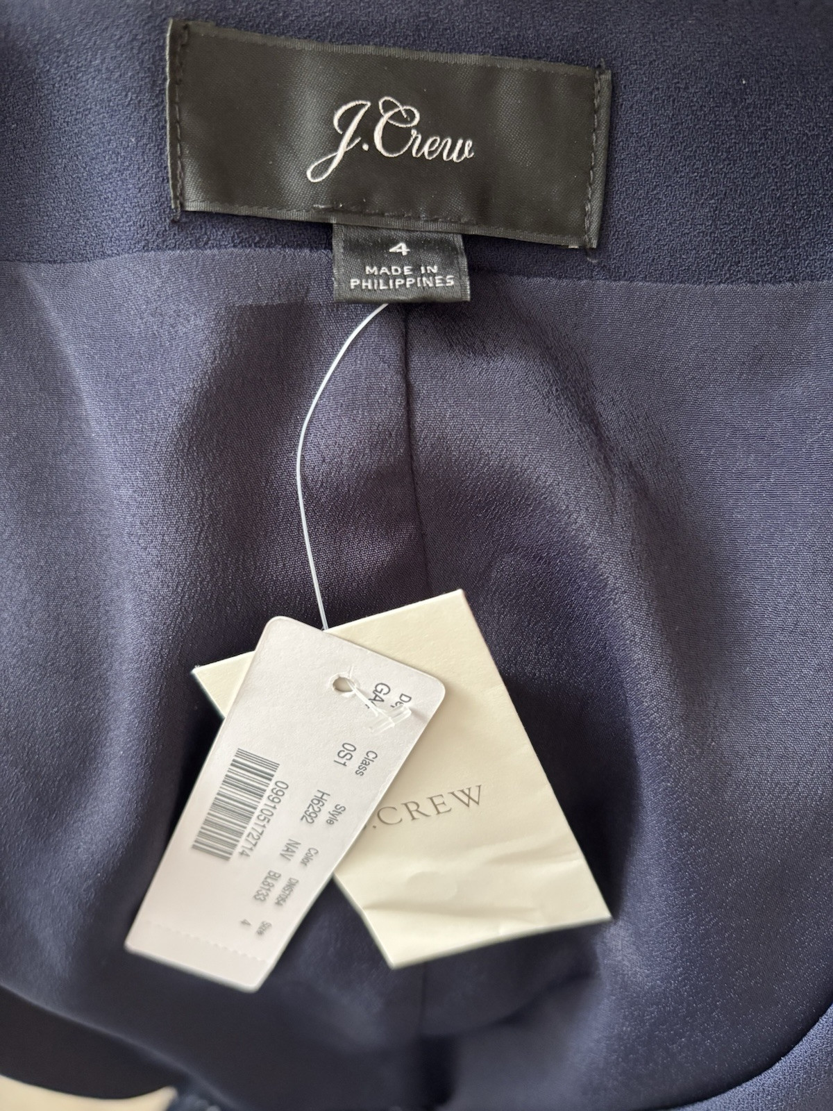 J Crew 365 Crepe Navy Blue Wrap Dress Size 4 3/4 Sleeve Lined Classic Work