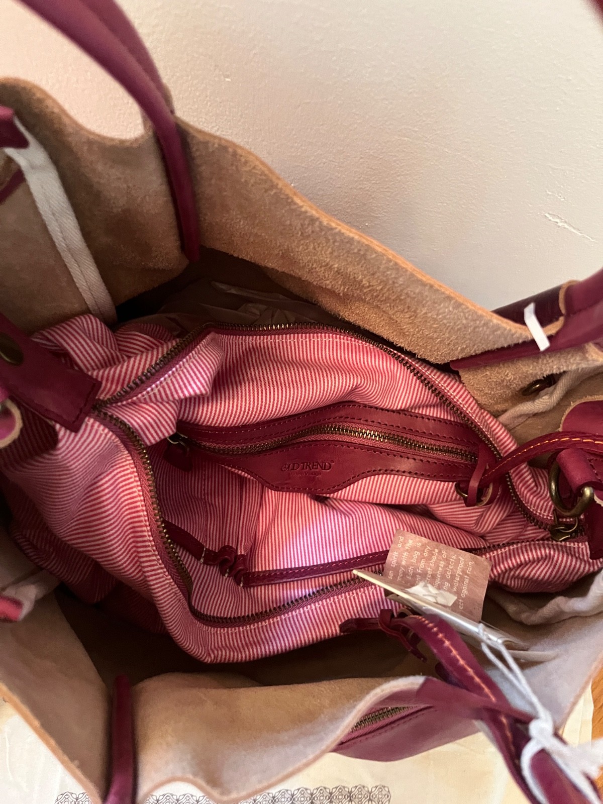 Old Trend Sprout Land Exra-Large Leather Tote Bag $285 Orchid NEW WITH DUST BAG