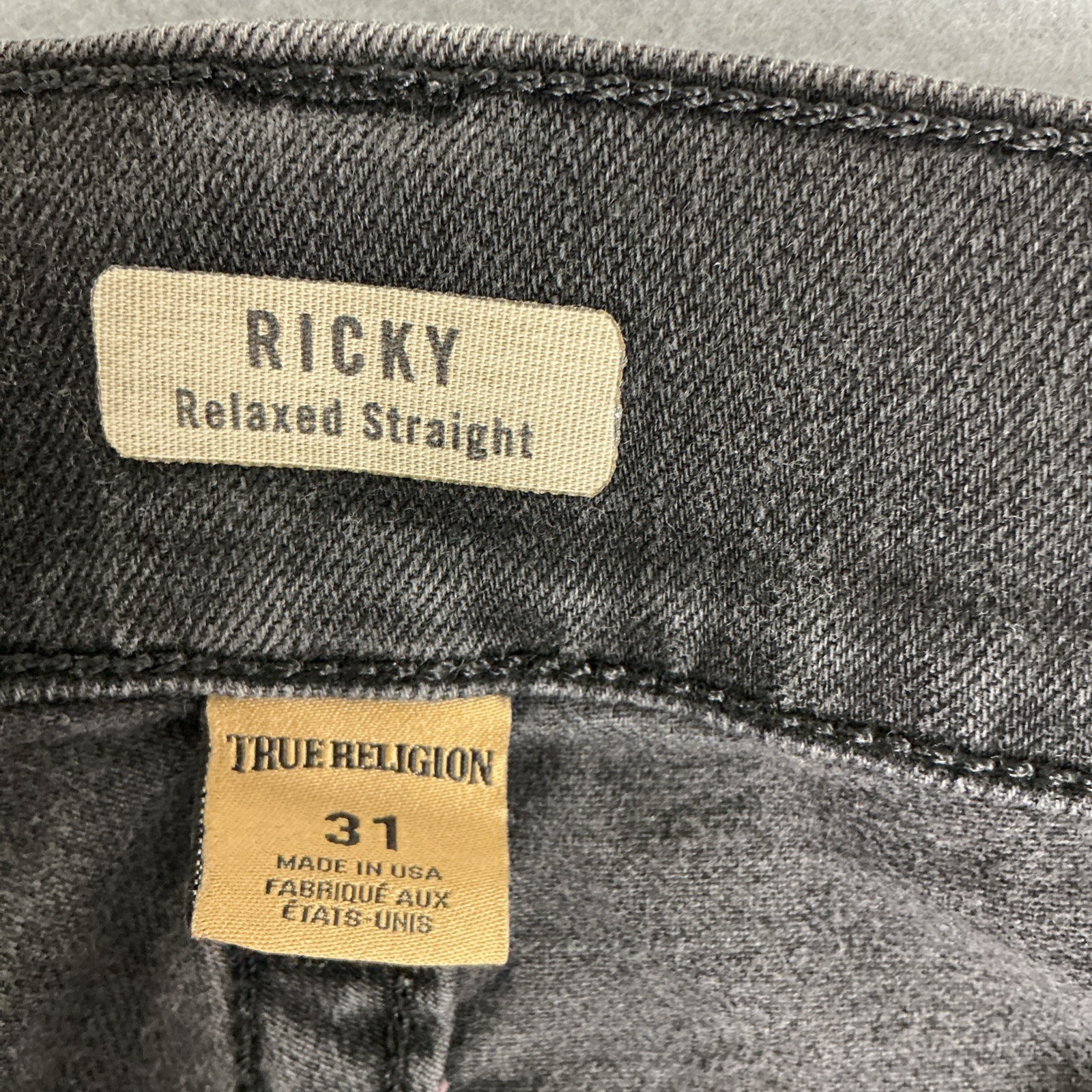 True Religion Black Jeans Men’s size 31 x 32 Ricky with Flaps (0036)