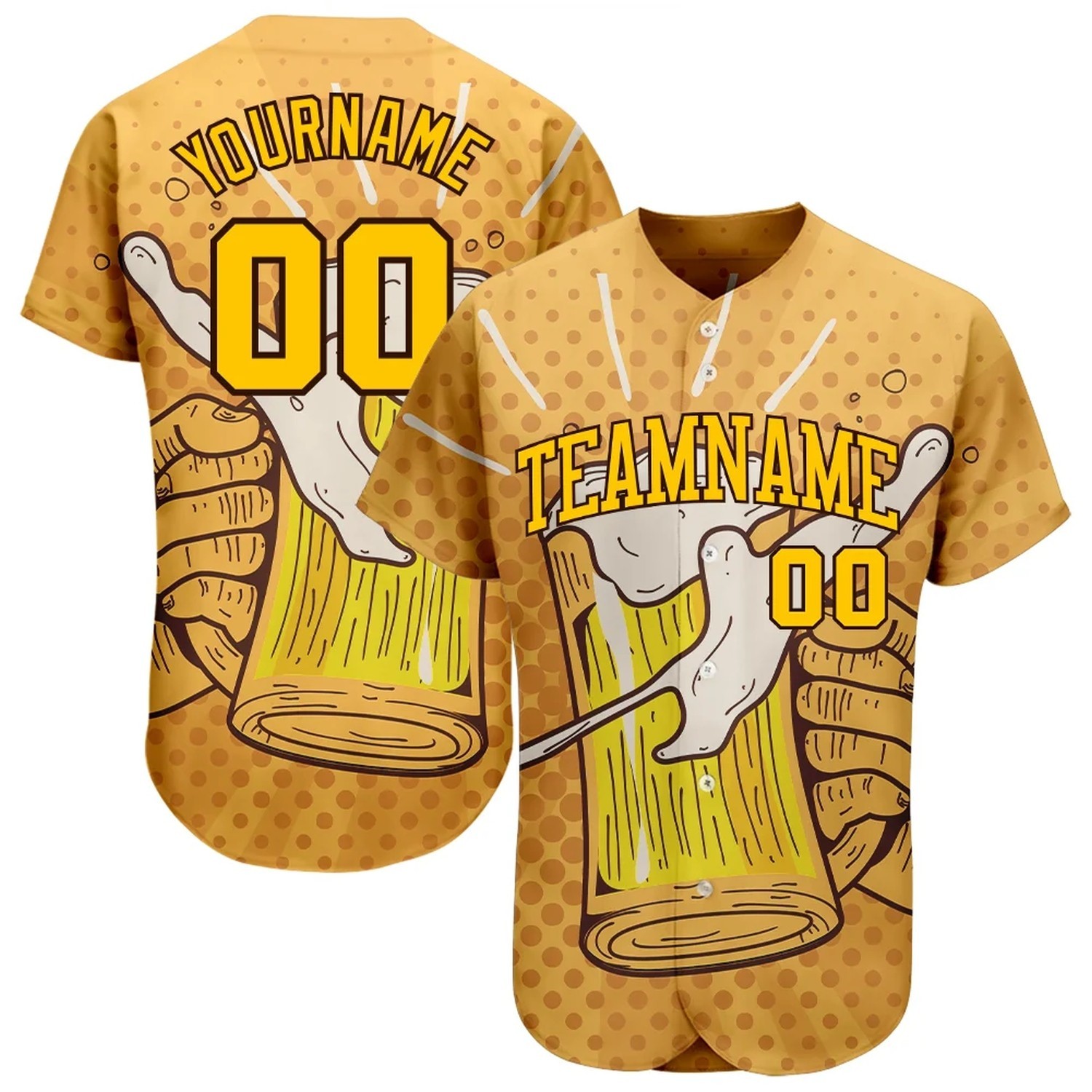 Custom 3D Pattern Design Let’s Drink Baseball Jersey