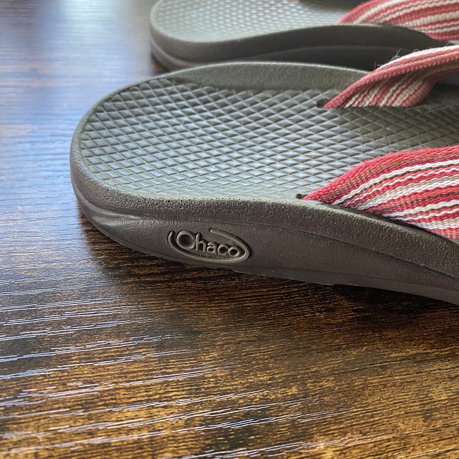 Chaco EcoTread flip flops with a multi-colored strap. Size W8 Women’s 8 Red