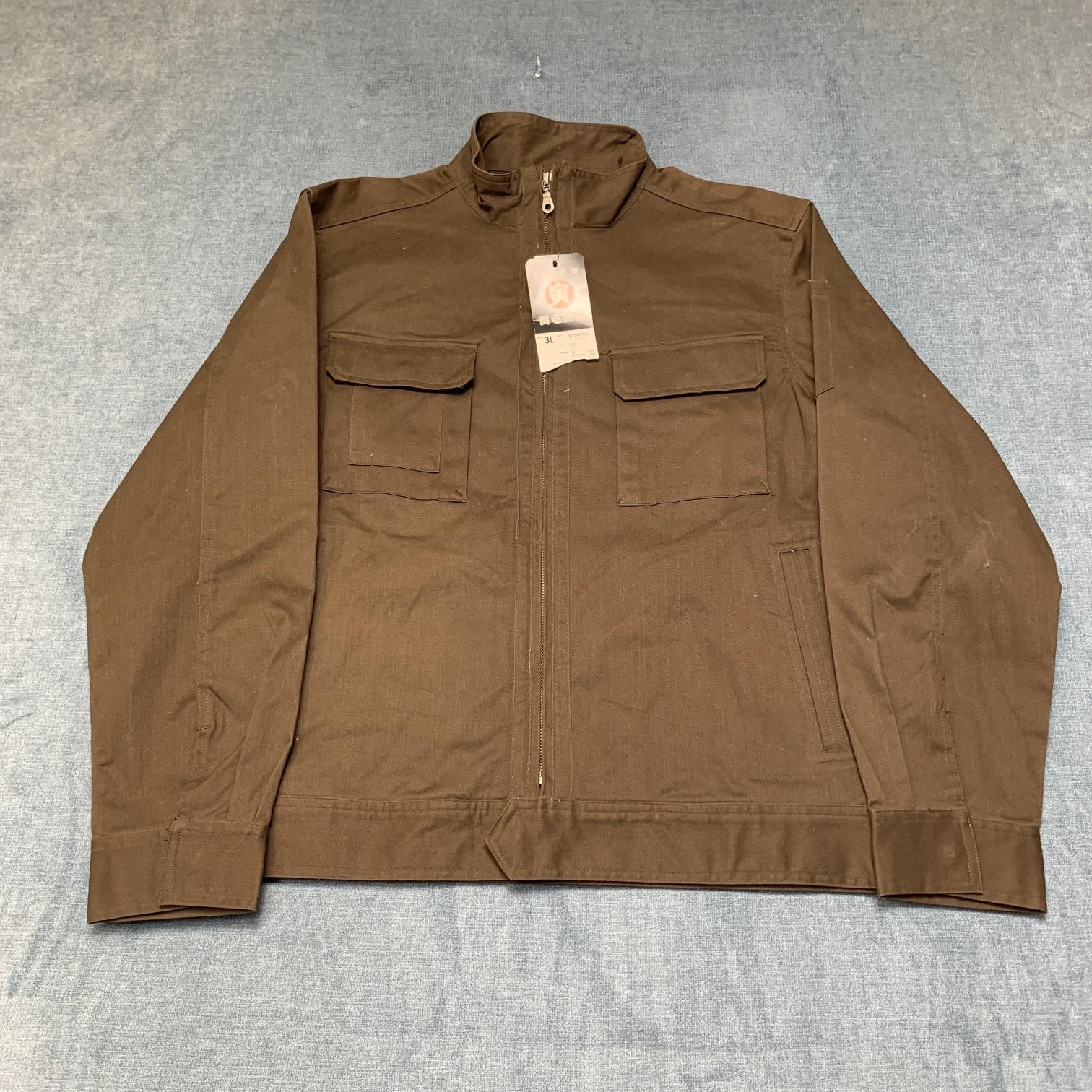 Tameno Workwear Blouson Jacket Men XL Brown Pockets Full Zip Mock Neck Outerwear