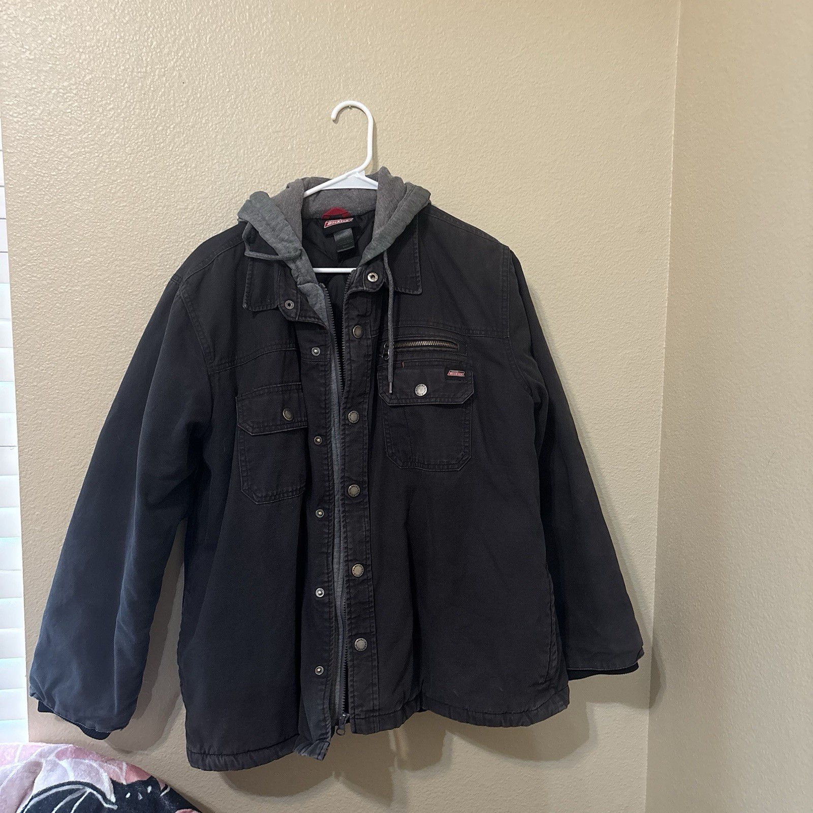 Dickies Men’s Black Hooded Lined Work Jacket, Regular Fit XL