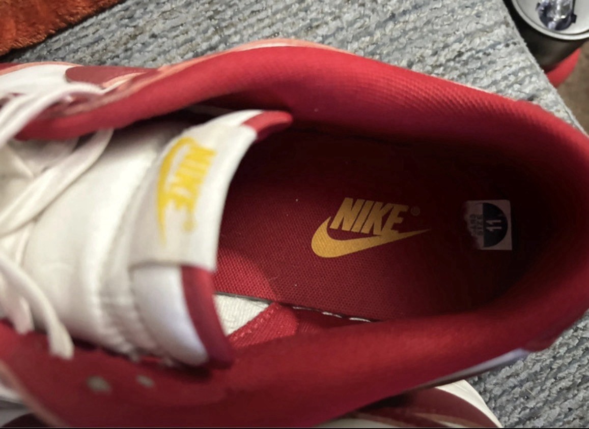 Nike Men’s Red/White Low-Top Lace-Up Athletic Sneakers Rubber Outsole
