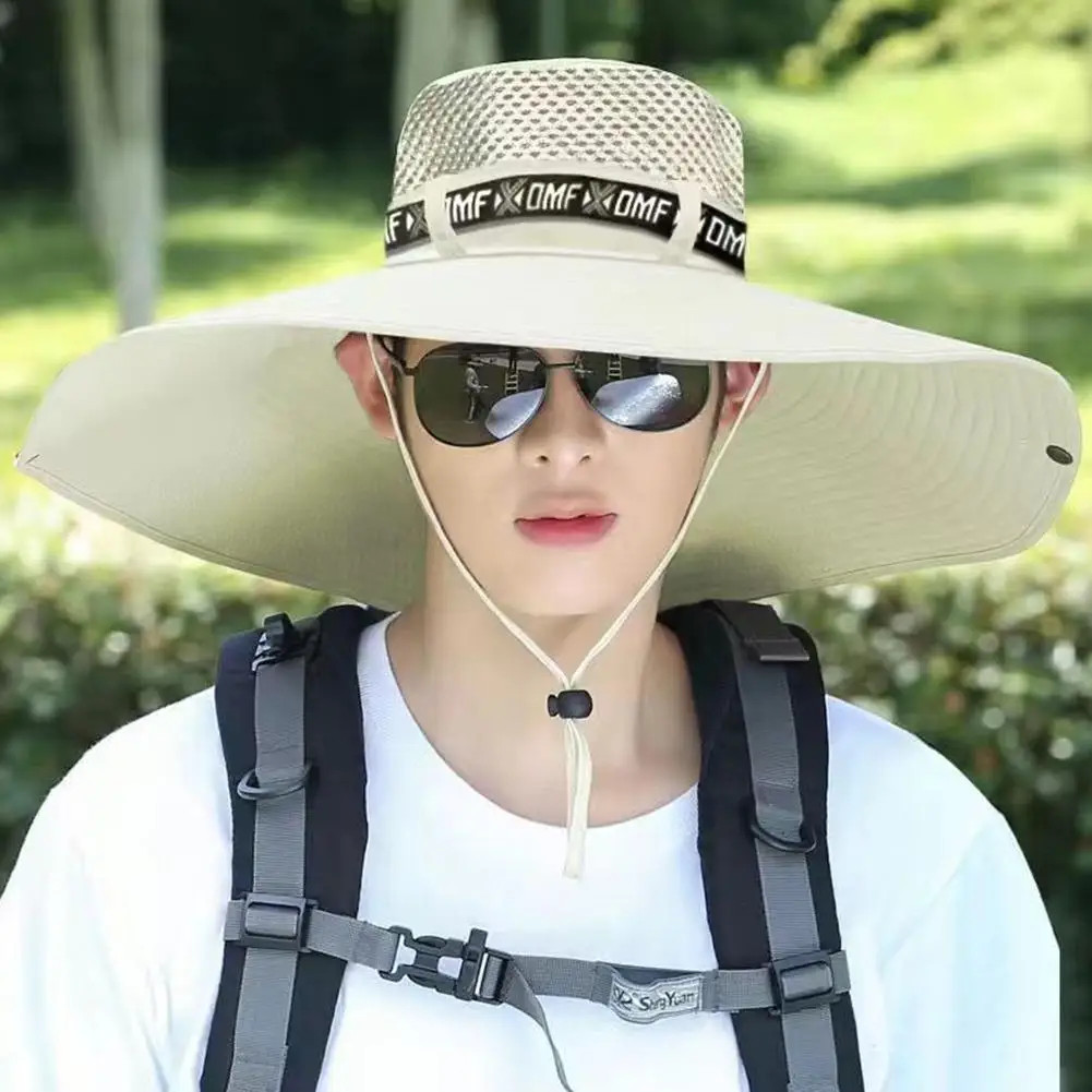 Summer 15CM Large Brim Sun Hat Men Women Breathable Fishing Caps Sun UV
