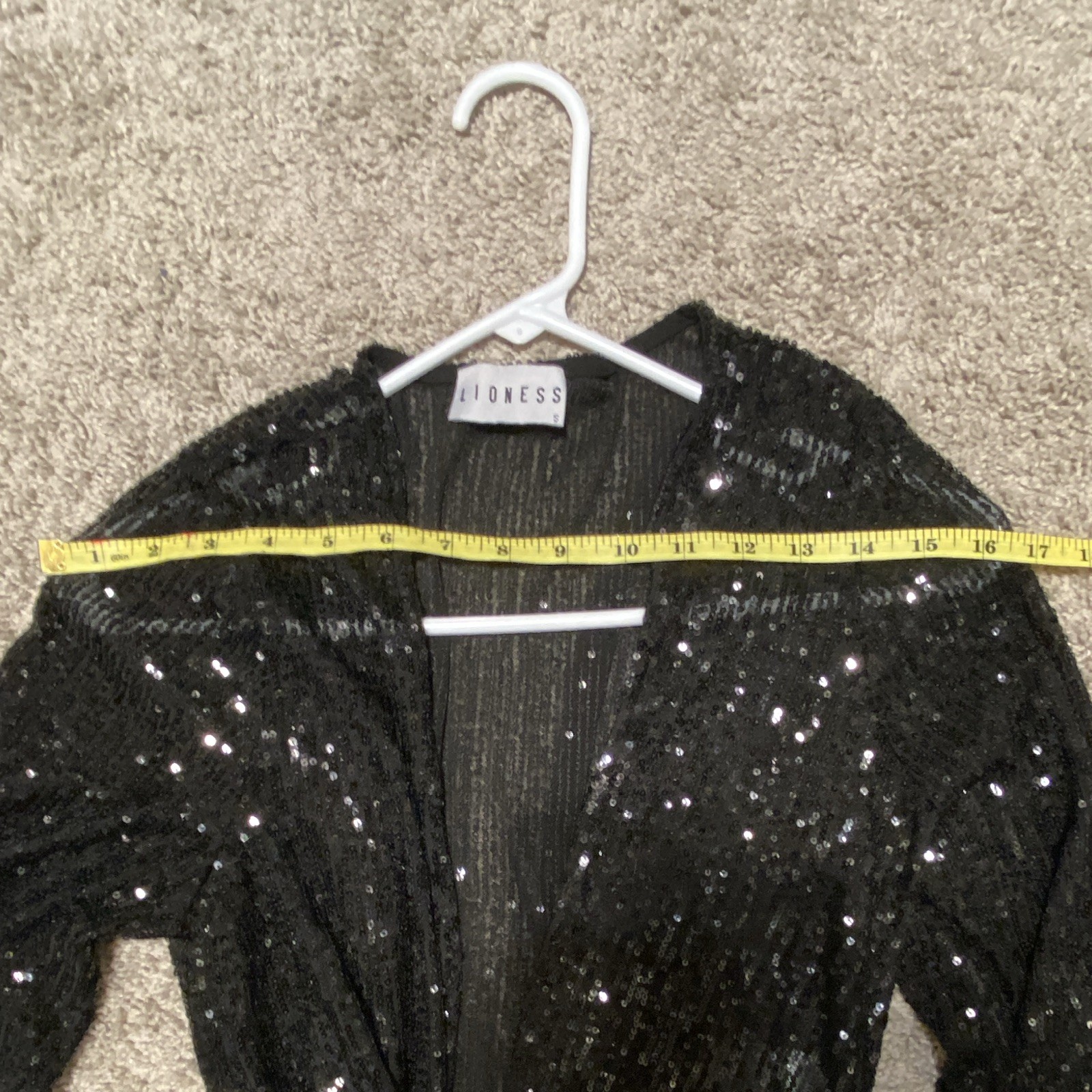 Lioness Black Sequin Mesh Wrap Blouse Tie-Front Long Sleeve Size S / M
