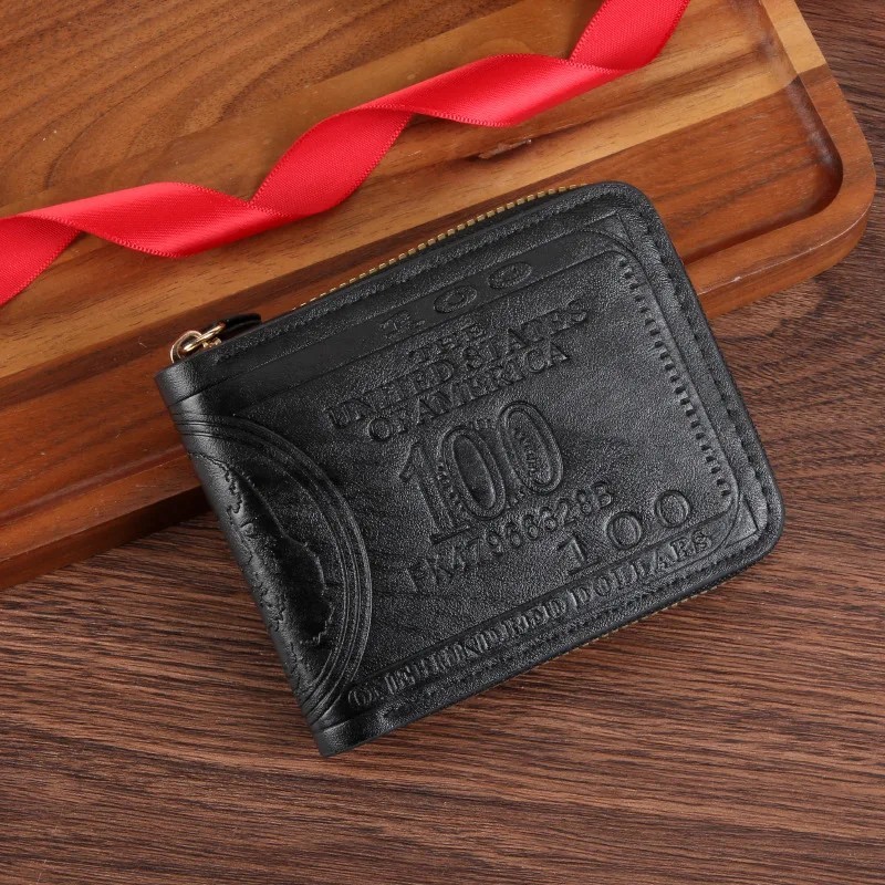 Mens Leather Wallet Bill Money Billfold US 100 Dollar Safe Purse Bifold US FAST