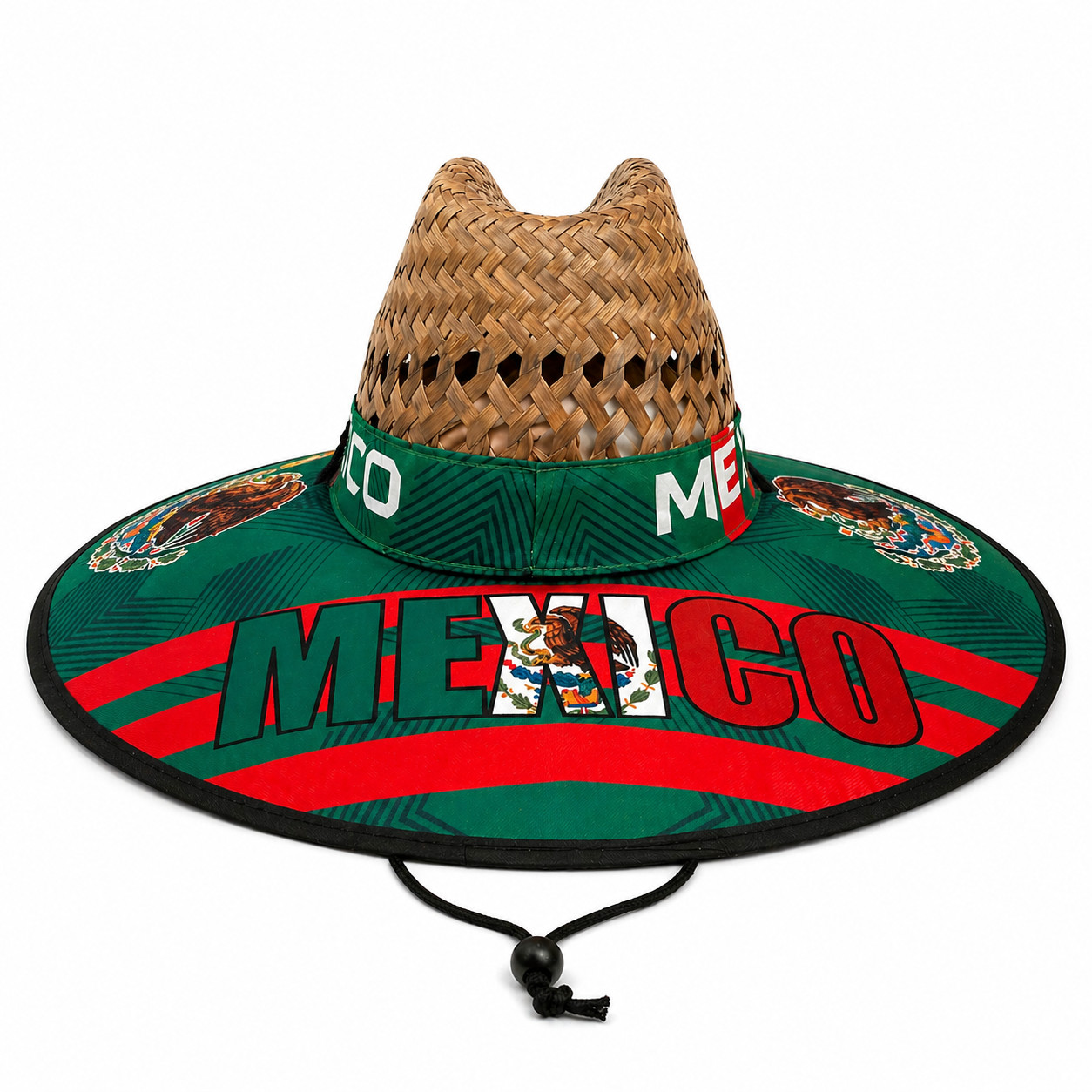 Men’s Wide Brim Straw Lifeguard Beach Hat, Various Patterns, 16.5″ Brim, Outdoor