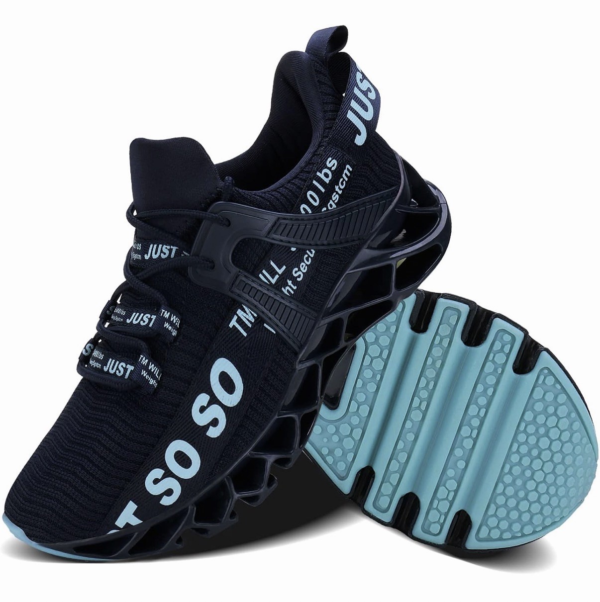WONESION Mens Breathable Walking Tennis Running Shoes Blade Fashion Dark Blue