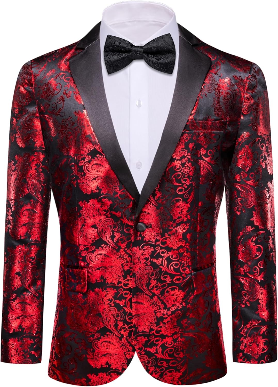 Men’s Floral Paisley One Button Blazer Tuxedo Jacket for Carnival Party Gift
