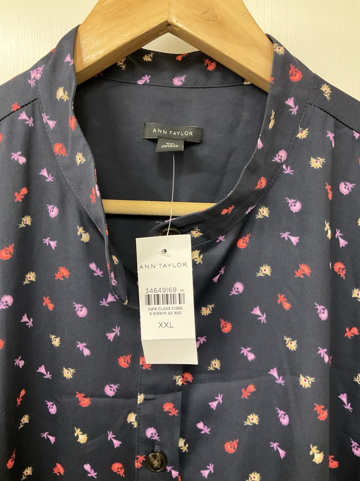 NWT Ann Taylor Floral Pleated Night Sky ShirtDress XXL