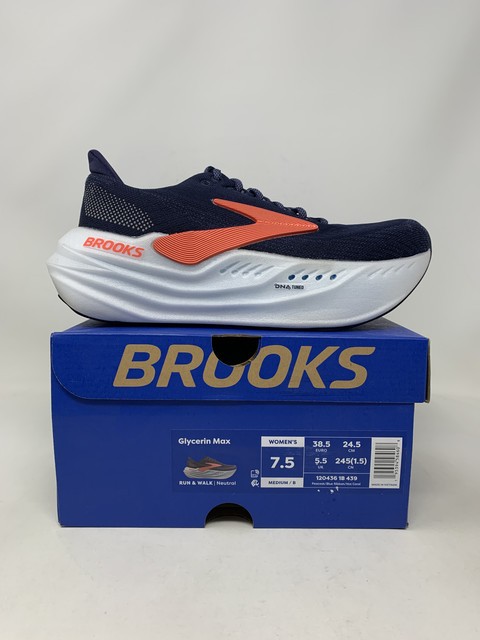 Women’s Brooks Glycerin Max, Peacoat/Blue Ribbon/Hot Coral, 7.5 B Medium US