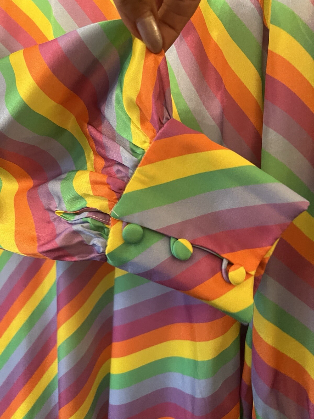 New Olivia Rubin Nessie Prism Stripe Silk Satin Print Midi Dress,UK 14