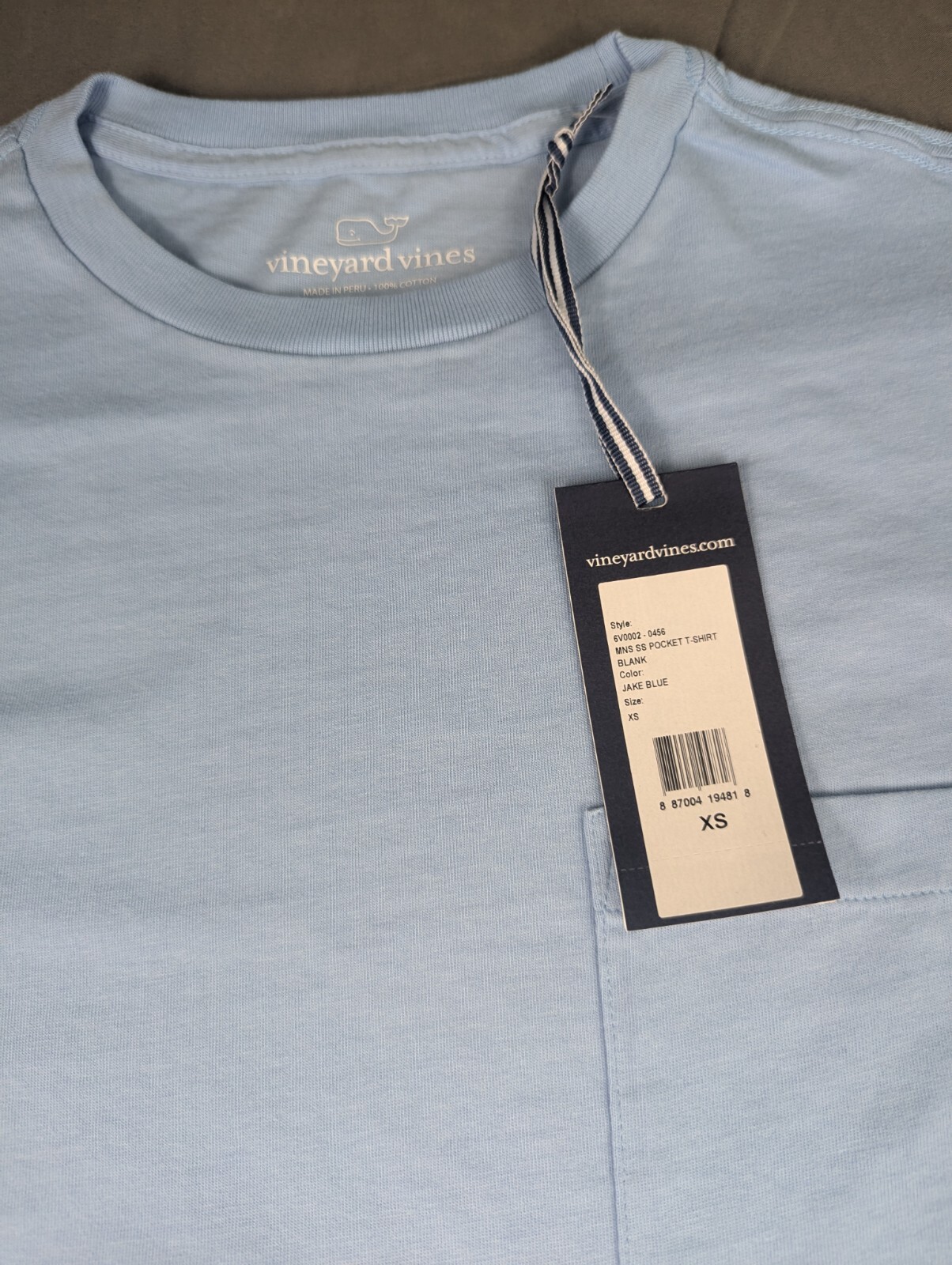 Vineyard Vines Shirt Mens Extra Small Blue Blank Tee Short Sleeve NWT $42 MSRP