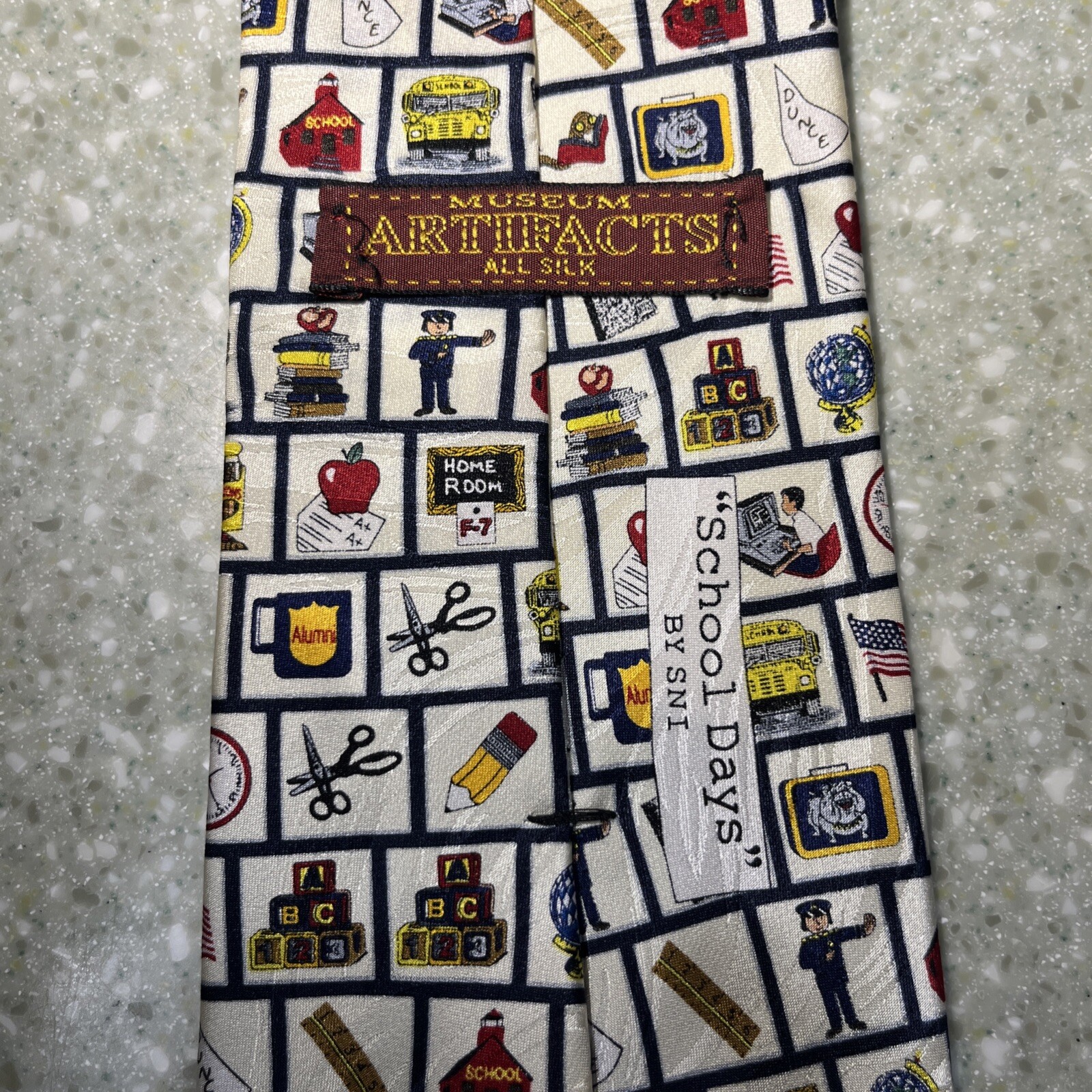 SCHOOL DAYS Design Silk 60″ Men’s Novelty Neck Tie made in USA Museum Artifacts