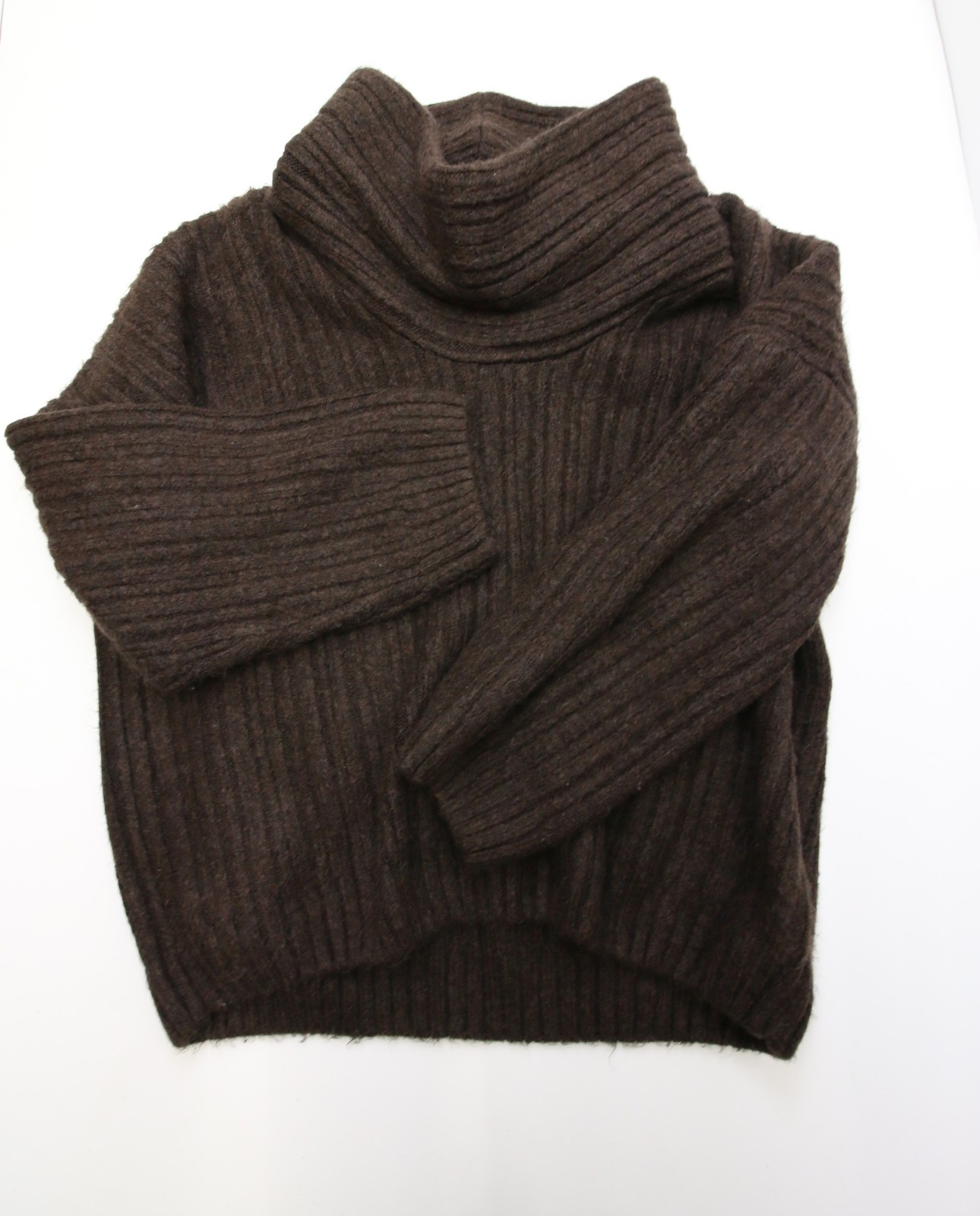 Source Unknown Becca Oversized High Roll Knit Pullover Womens OS Brown $240