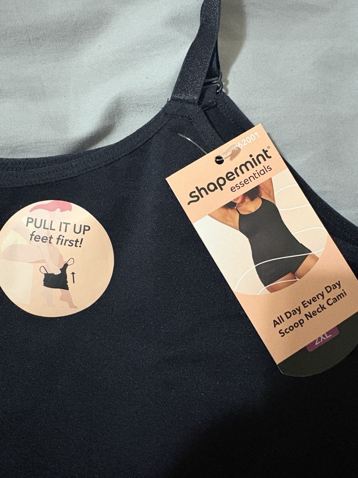 Shapermint Essentials Black Shaping Camisole Adjustable Straps Moderate 2XL