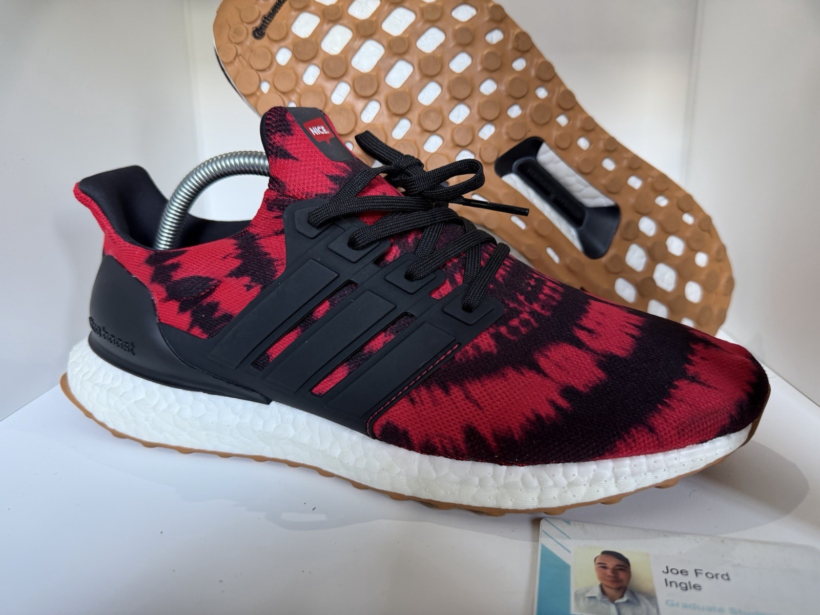 Adidas Ultra Boost Nice Kicks No Vacancy Size 9.5 Red Black Tie Dye Near Mint
