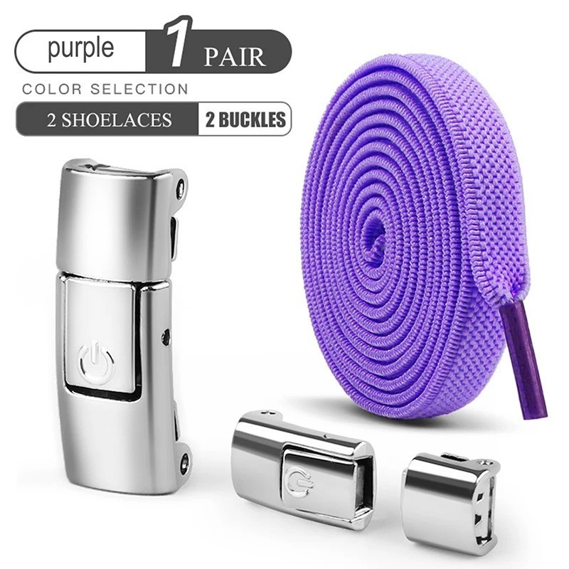 8mm Elastic No Tie Shoelaces Press Lock Flat Laces Kids Adults Sneakers