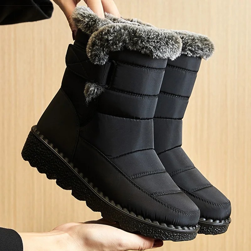 2026 Waterproof Winter Snow Boots Women Fur Long Plush Platform Ankle Warm Shoes