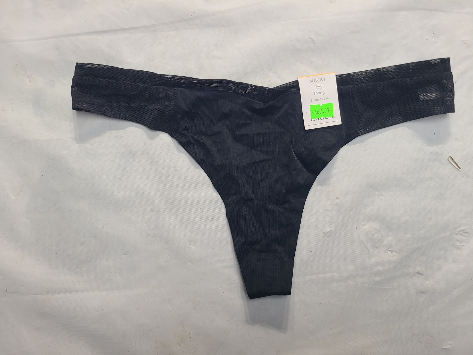 Women’s Micro-Mesh Thong Underwear Auden Black Nylon Spandex Blend Size Medium