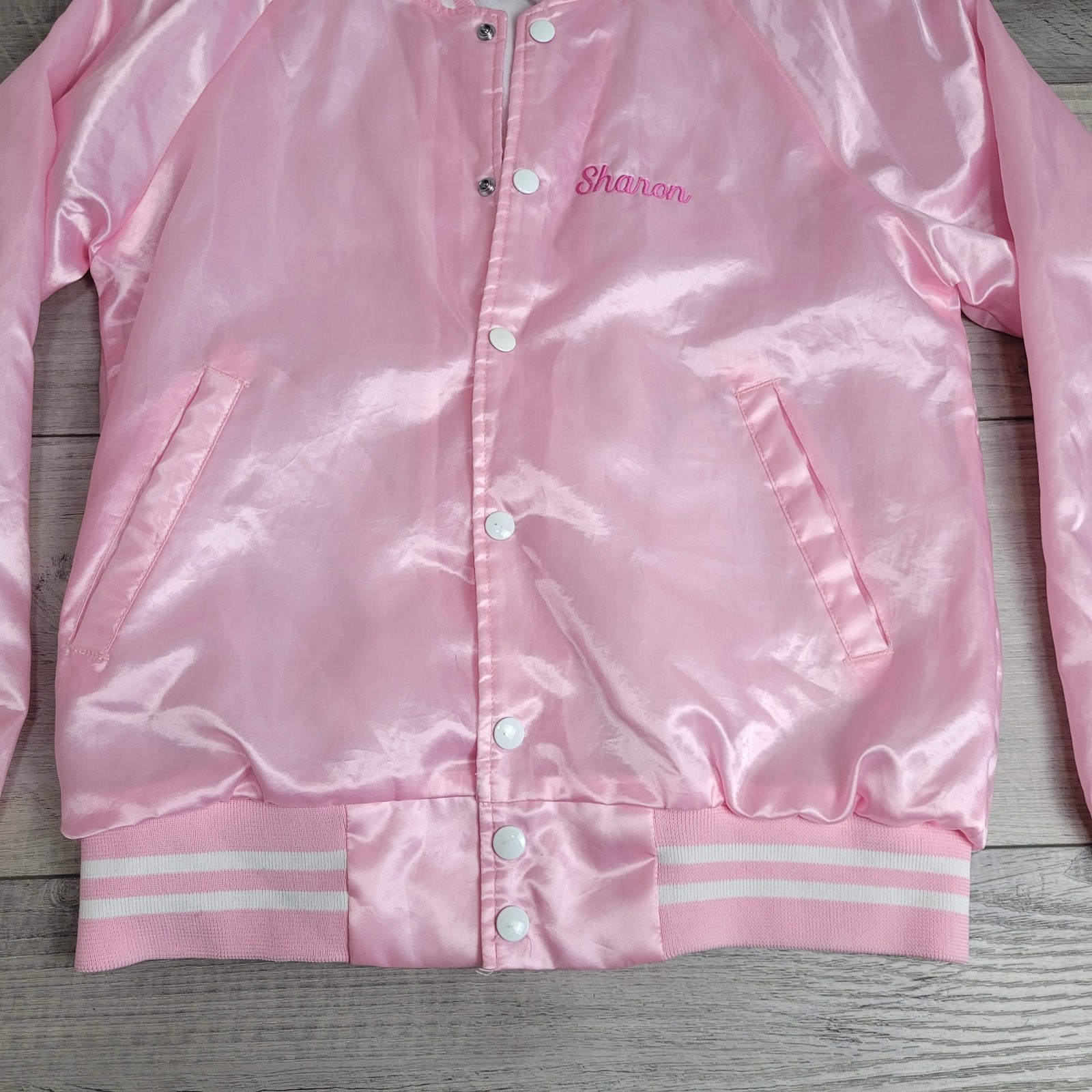 HARTWELL Bomber Jacket Womens Small Pink Satin “Sheri’s Born to Dance” (c-video)