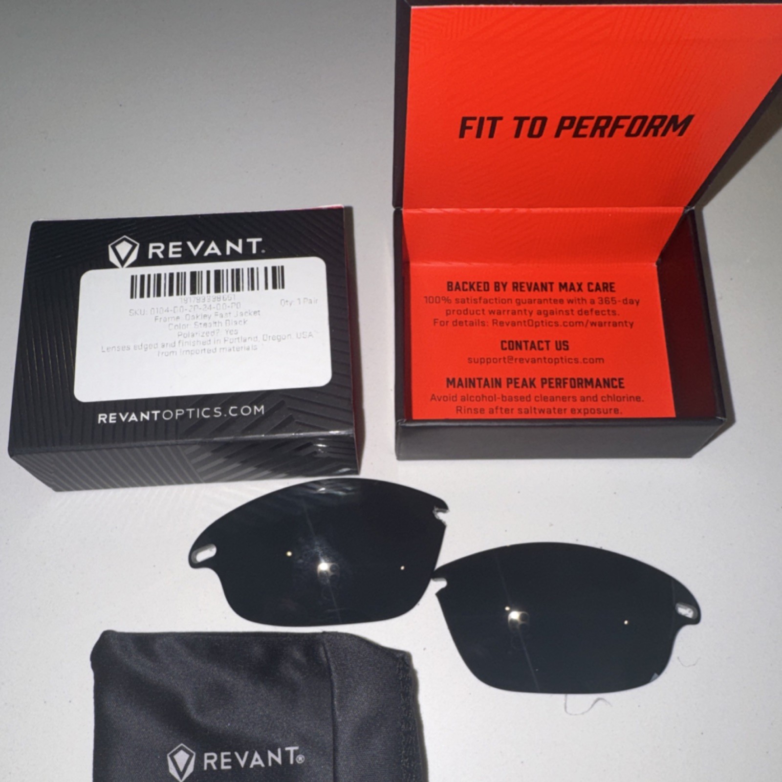 Revant Stealth Black Polarized Replacement Lenses for Oakley Fast Jacket