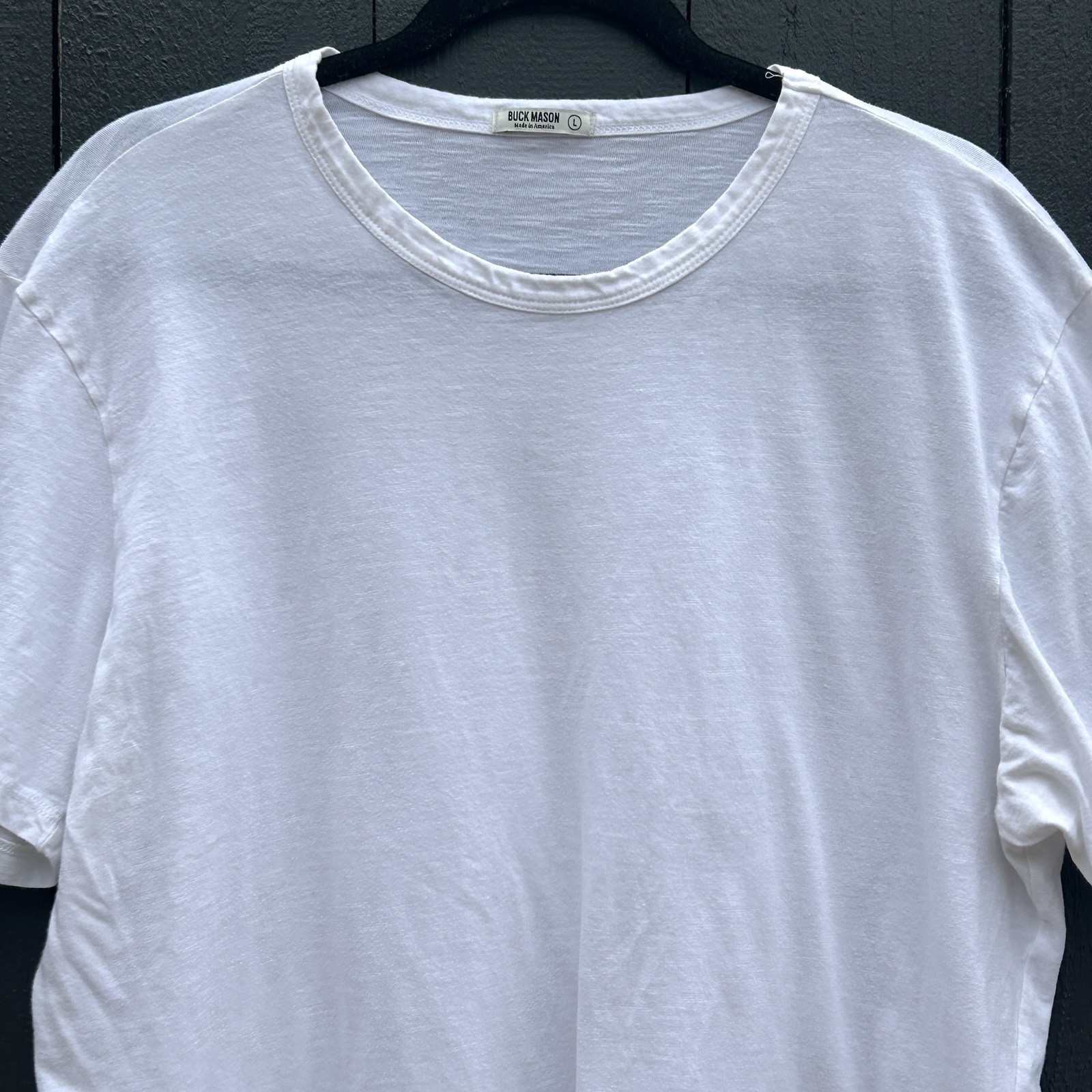 Buck Mason Slub Curved Hem Tee T Shirt Large Crewneck Short Sleeve White USA 1