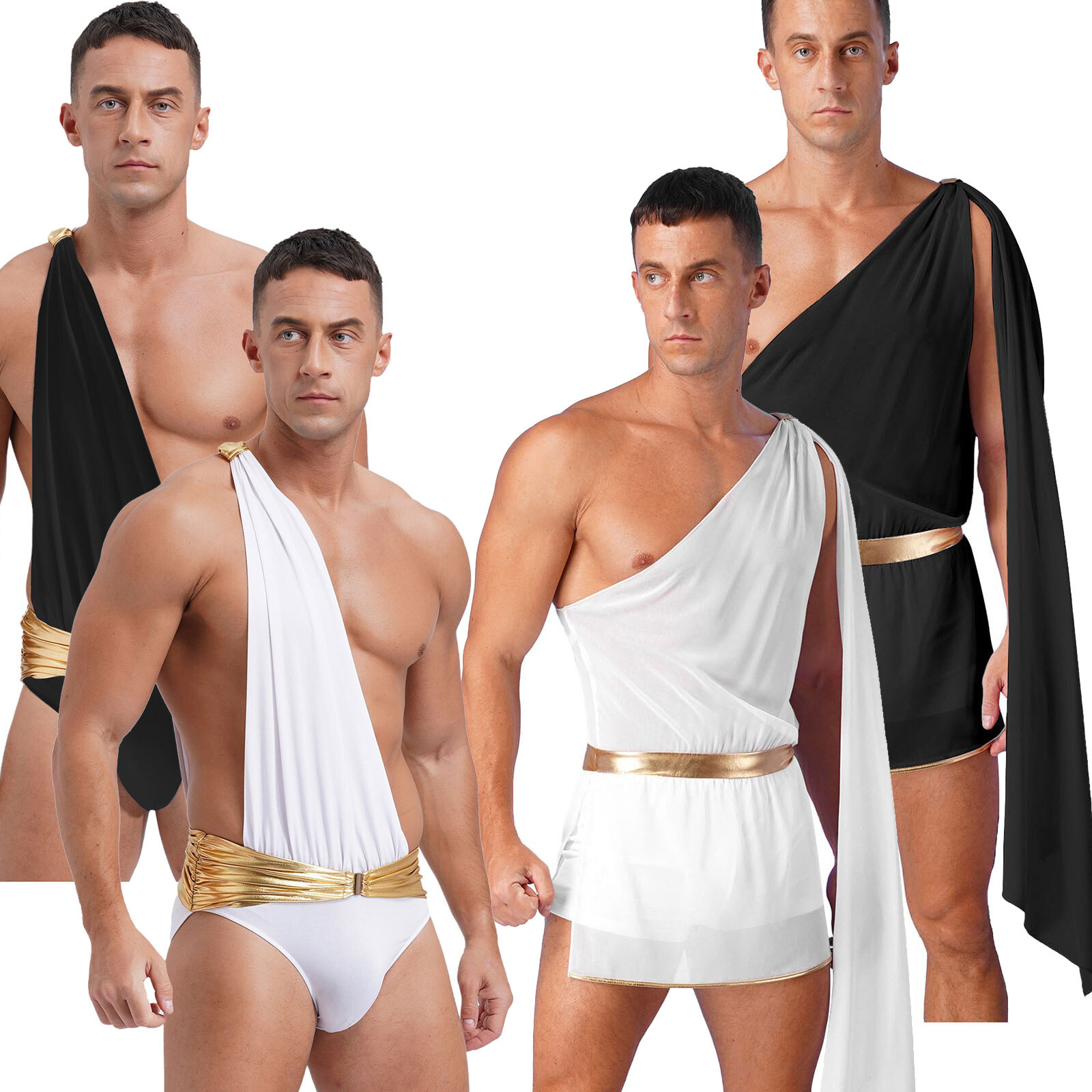 US Men’s One Strap Toga Ancient Greek Roman Halloween Cosplay Costume Dress Up