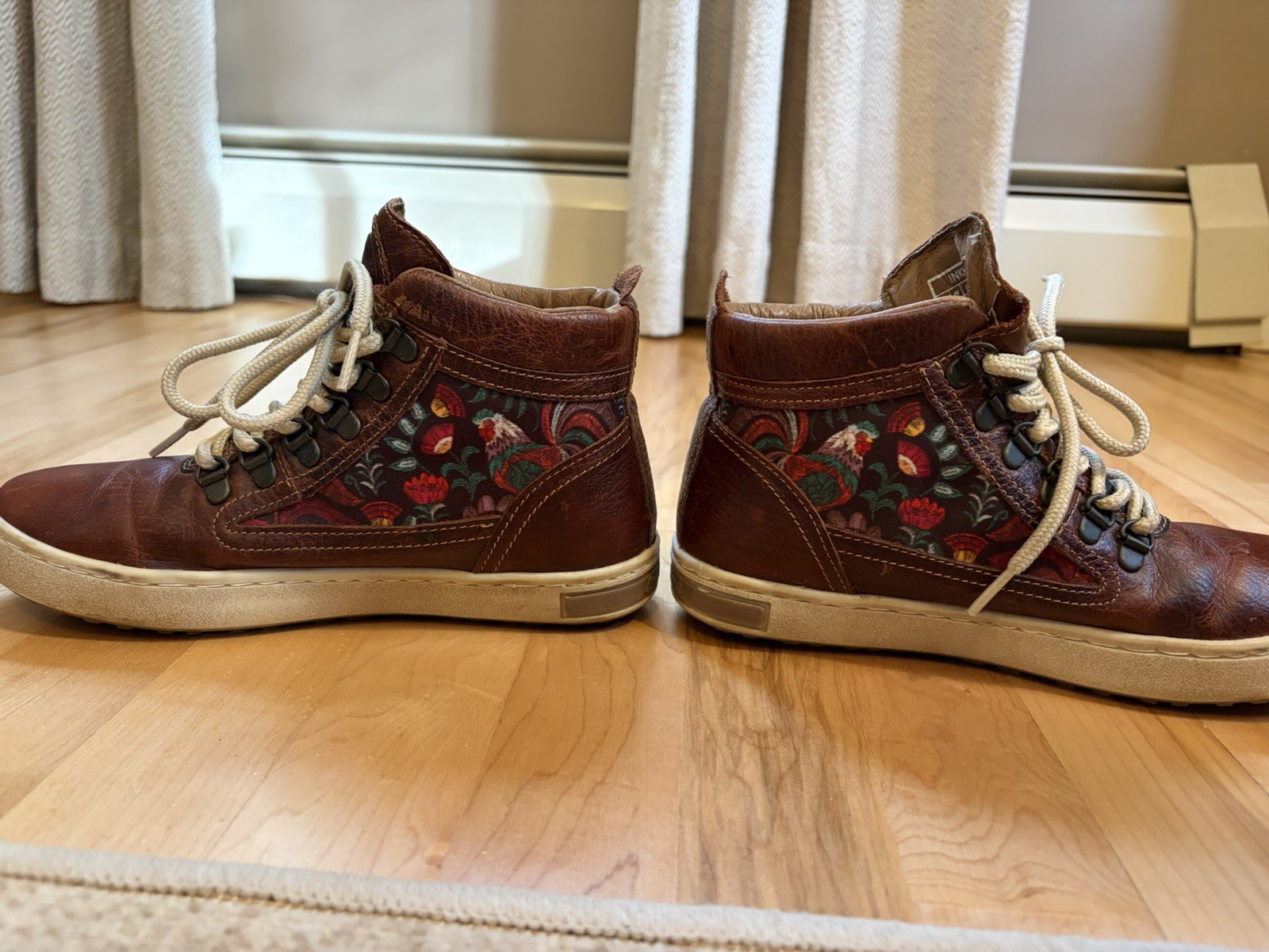 INKKAS Rooster Camping Boot Sneaker Leather Shoes Brown High Top Aztec US W6 M4