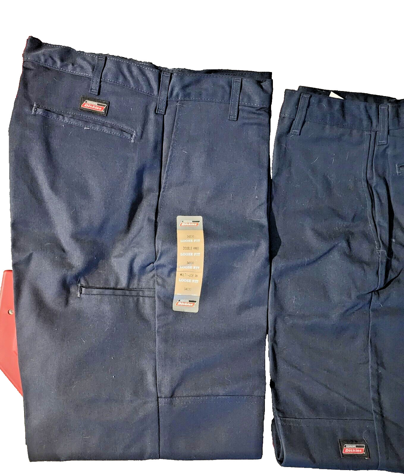 DICKIES Mens DOUBLE KNEE 7118738DN Navy Blue Work Pants 34×30 Loose Straight Leg