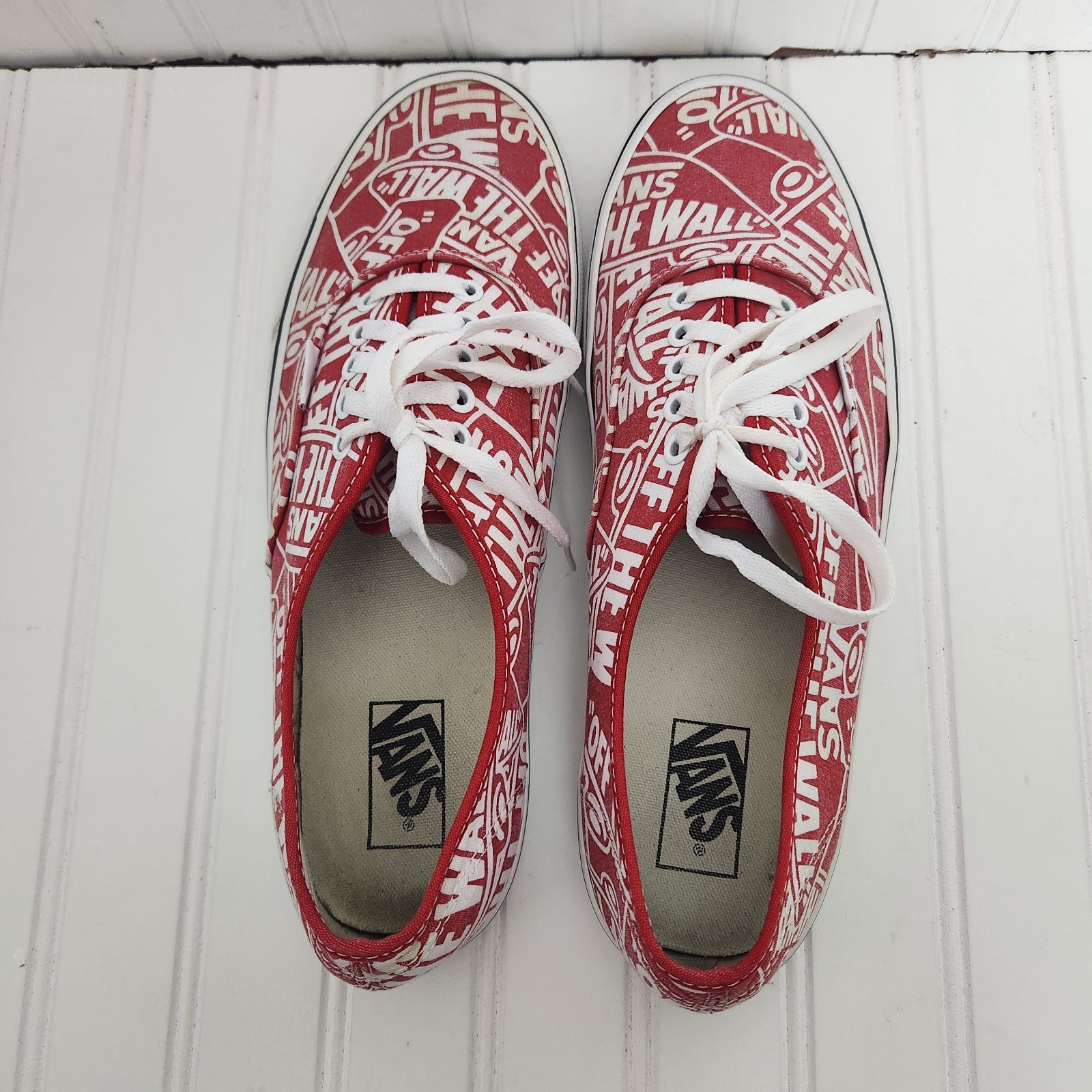 Vans Doheny OTW Mens Size 12 All Over Repeat Print Red/White Lace Up Sneakers
