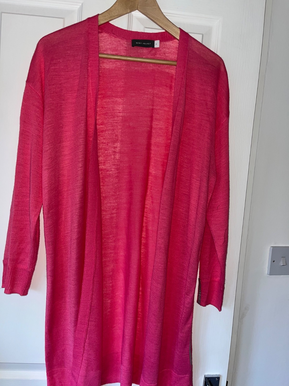 MINT VELVET BRIGHT PINK LONGLINE CARDIGAN M, EXCELLENT CONDITION WORN TWICE