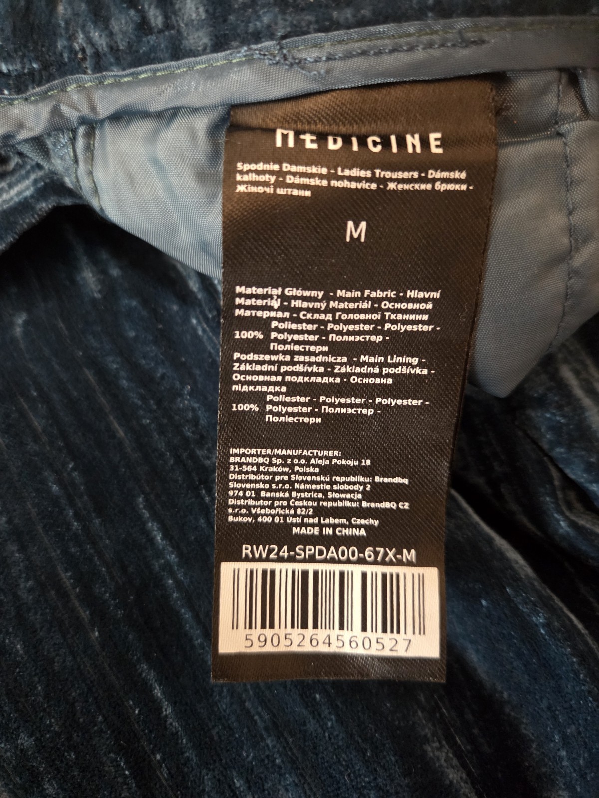 Medicine Everyday Therapy Teal Blue Crushed Velvet Wide Leg Trousers