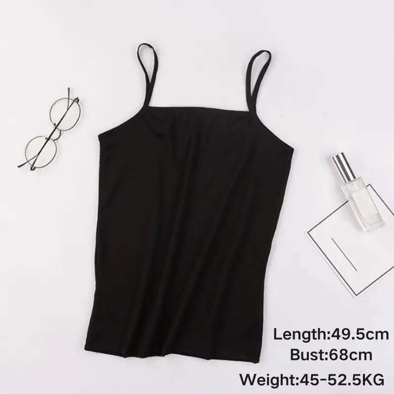 Y2K Women’s Spaghetti Strap Crop Top Padded Cami Tank Bodycon Sleeveless Tee
