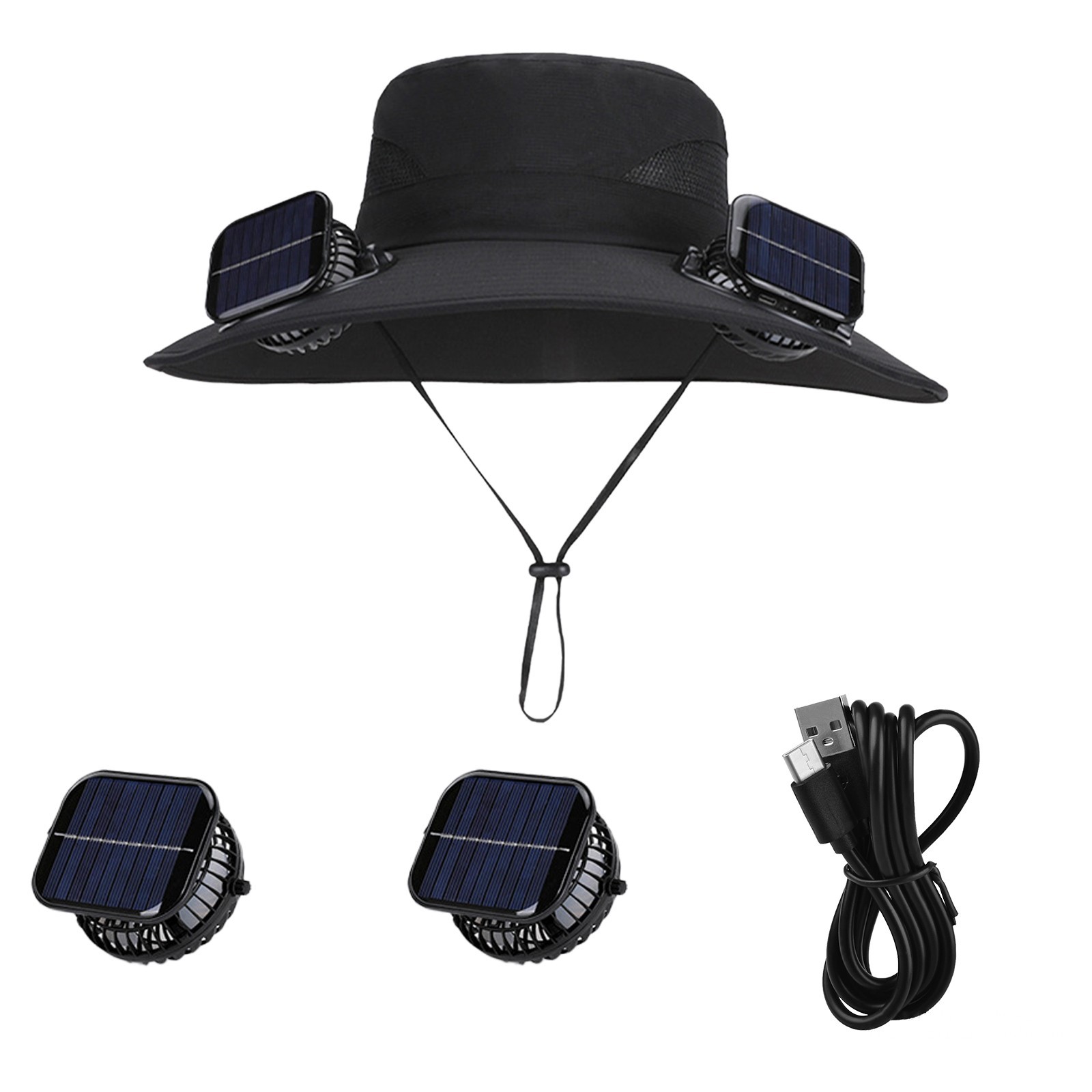 Solar & USB Powered Fan Hat Outdoor Fishing Hat Sunscreen Sun Hat With Dual Fan