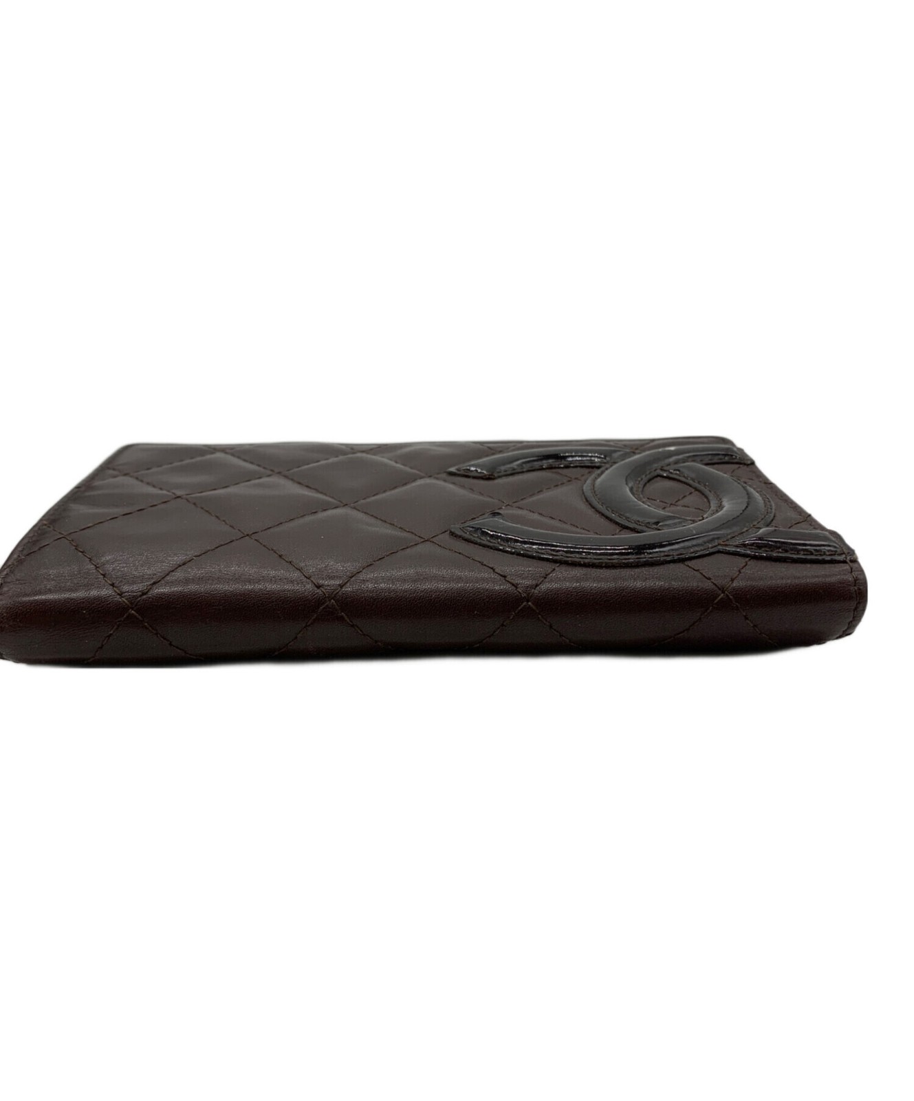 CHANEL Brown Quilted Bi fold Wallet Card Slots Coin Pocket Auth