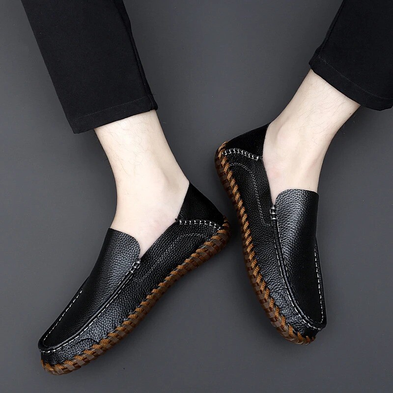 Handmade Men’s Casual Shoes Leather Loafers Moccasins Breathable Driving Shoes
